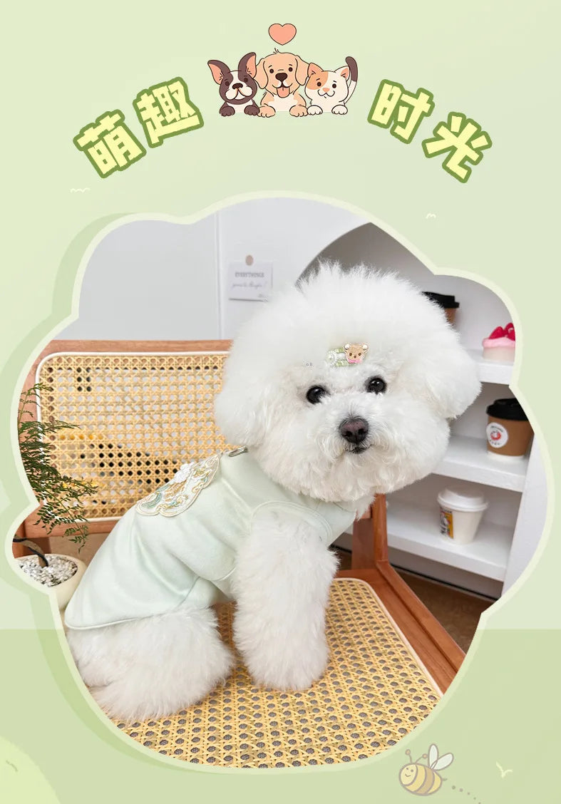 Dog Clothes Chinese Chi-pao Clothes for Small Dog French Bulldog Sweatshirt Pet Dogs Cats Jacket Coat Classic Chihuahua Clothes