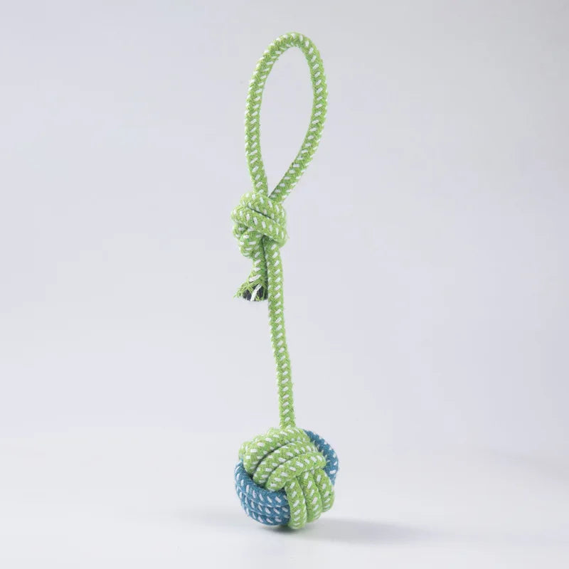 Cotton Rope Dog Toy Ball — Interactive Toothbrush Chew Toy for Small & Large Dogs