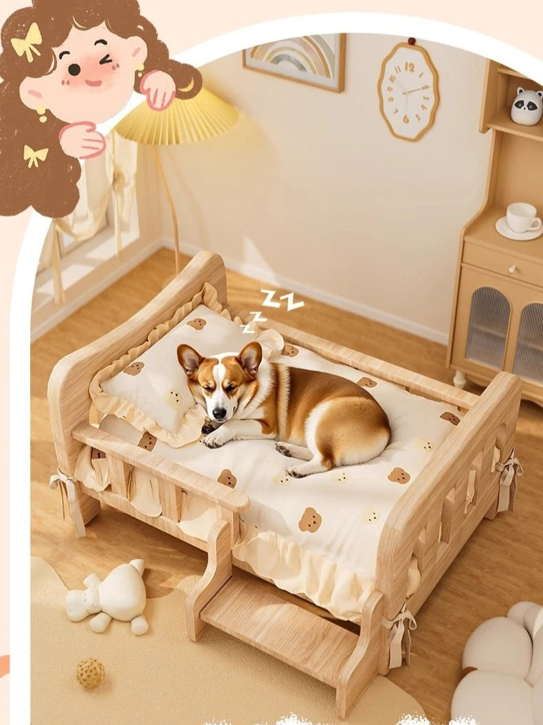 Solid Wood Pet Sofa Bed &amp; Cat Condo | All-Season Dog &amp; Cat Furniture