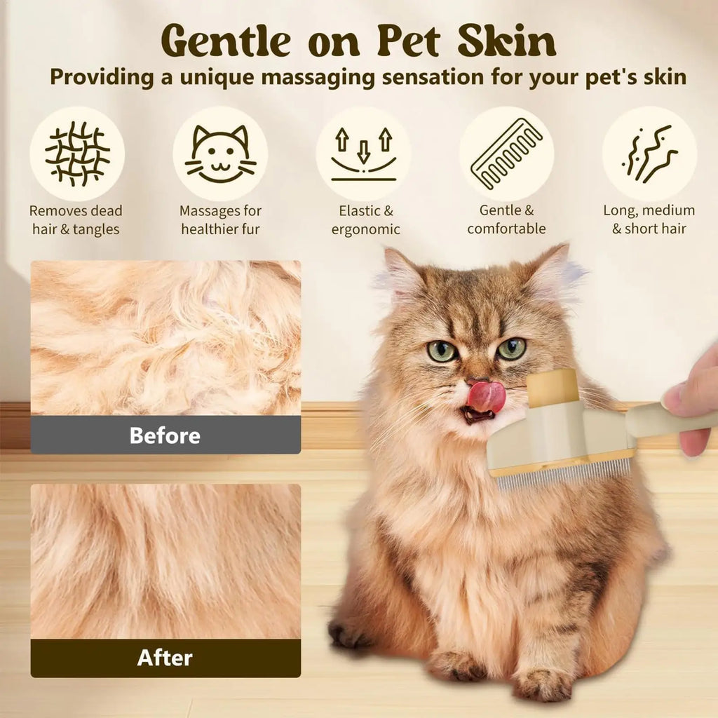 Self-Cleaning Pet Grooming Comb | Detangling Brush for Dogs & Cats