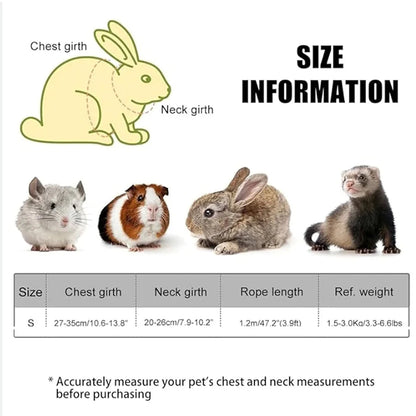 Rabbit Harness Leash Breathable dog Walking Harness Anti Pull Adjustable Vest for Small Animals Hamster Guinea Pig Ferret Kitten