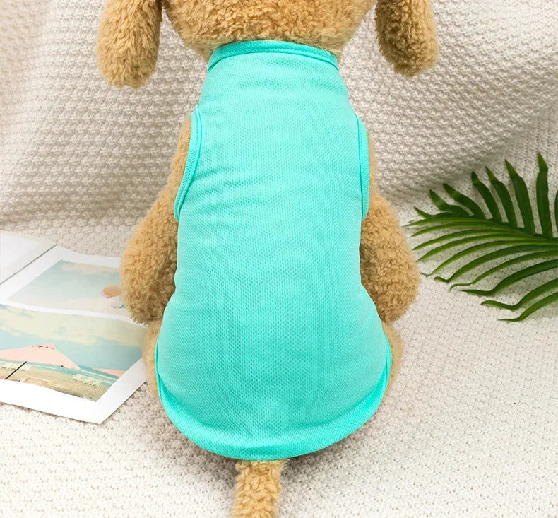 Spring Summer New Dog Clothes Thin Breathable Small Dog Teddy French Bucket Clothes Universal Pet Solid Color Vest Pet Clothes