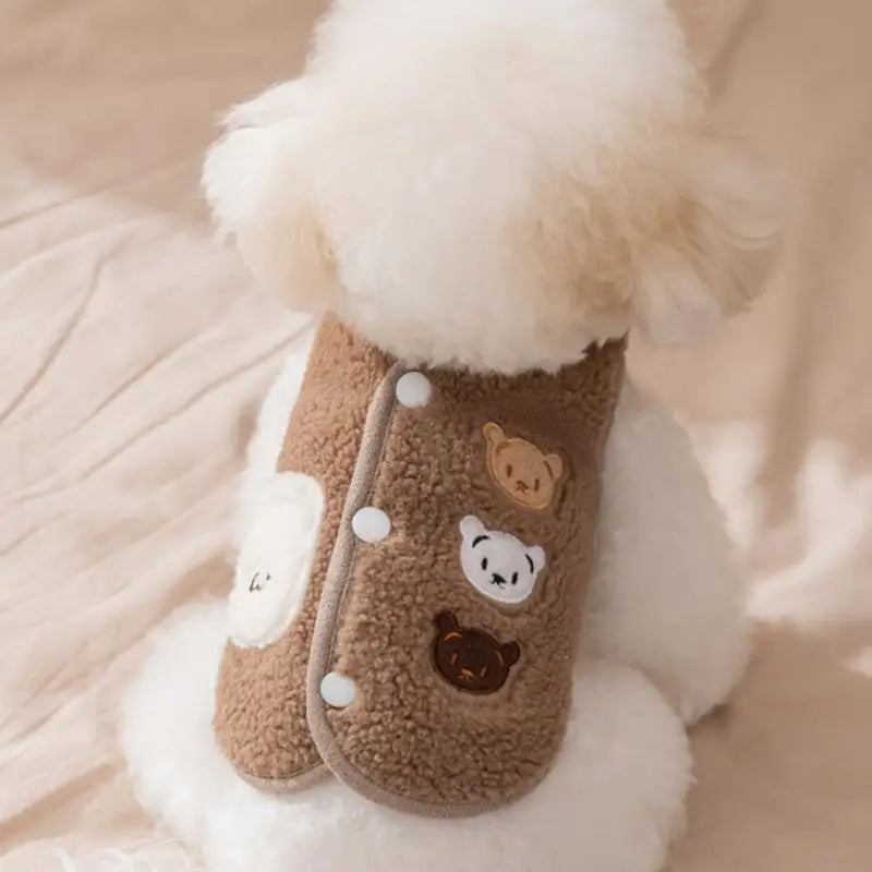 Fleece Animal Print Dog &amp; Cat Vest – Warm Autumn Winter Puppy Jacket