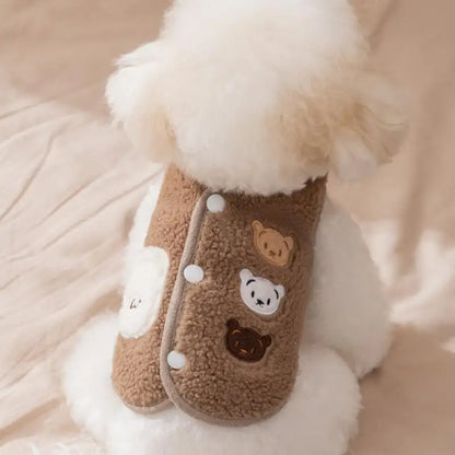 Fleece Animal Print Dog &amp; Cat Vest – Warm Autumn Winter Puppy Jacket