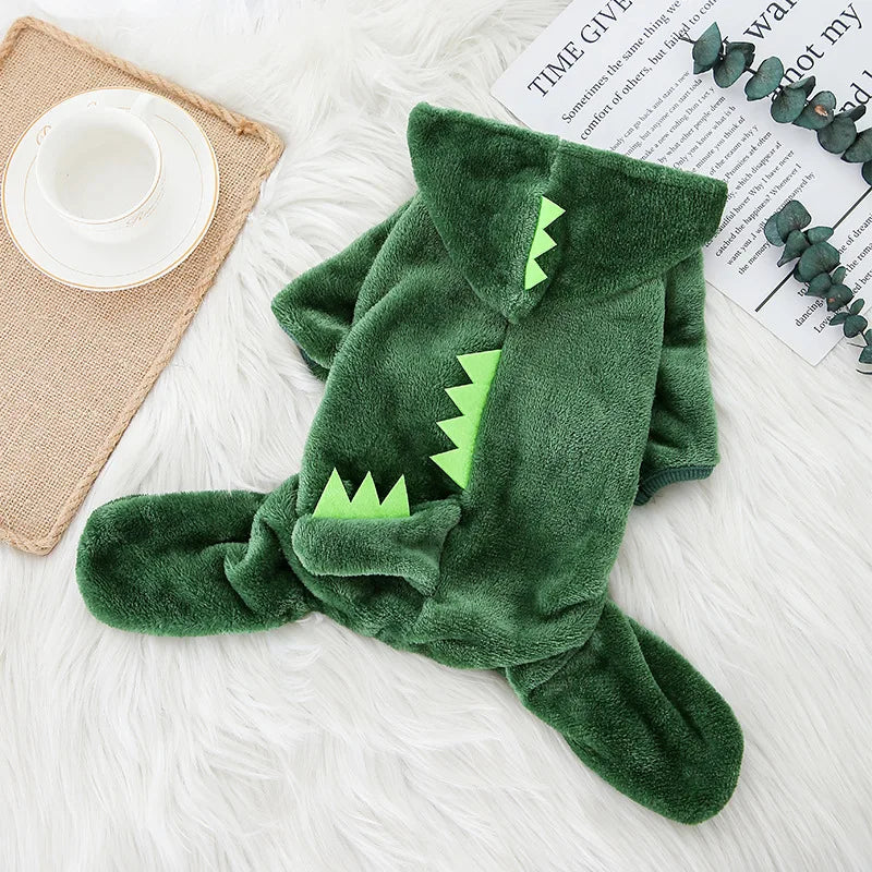 Warm Fleece Dog & Cat Hoodie Jumpsuit – Cozy Winter Costume for Small Pets