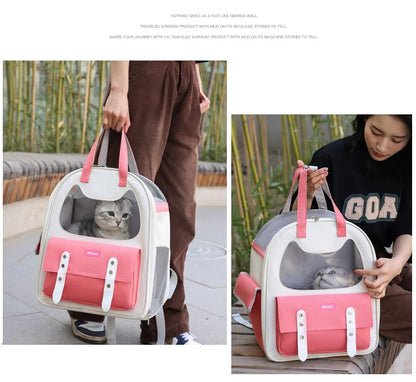 Portable Breathable Backpack for Carrying Pet Cats and Small Dogs - Pet Travel Supplies for Outdoor Use