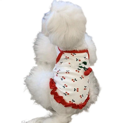Cherry Print Breathable Dog &amp; Cat Vest – Soft Summer Pet Clothes