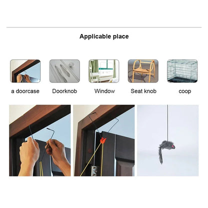 Hanging Door Mouse Cat Toy | Retractable Self-Play Interactive Scratch Rope
