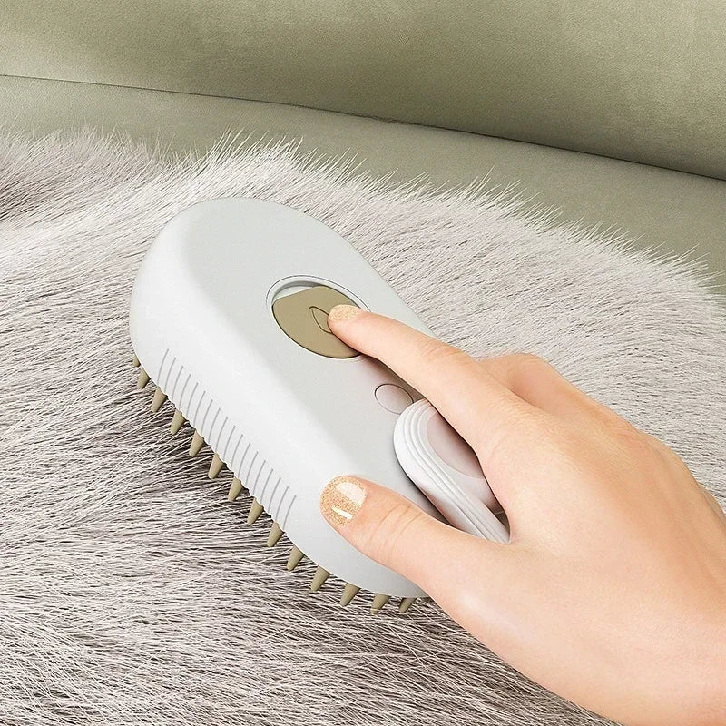 3-in-1 Pet Steam Brush | Spray, Massage & Grooming Comb for Cats & Dogs