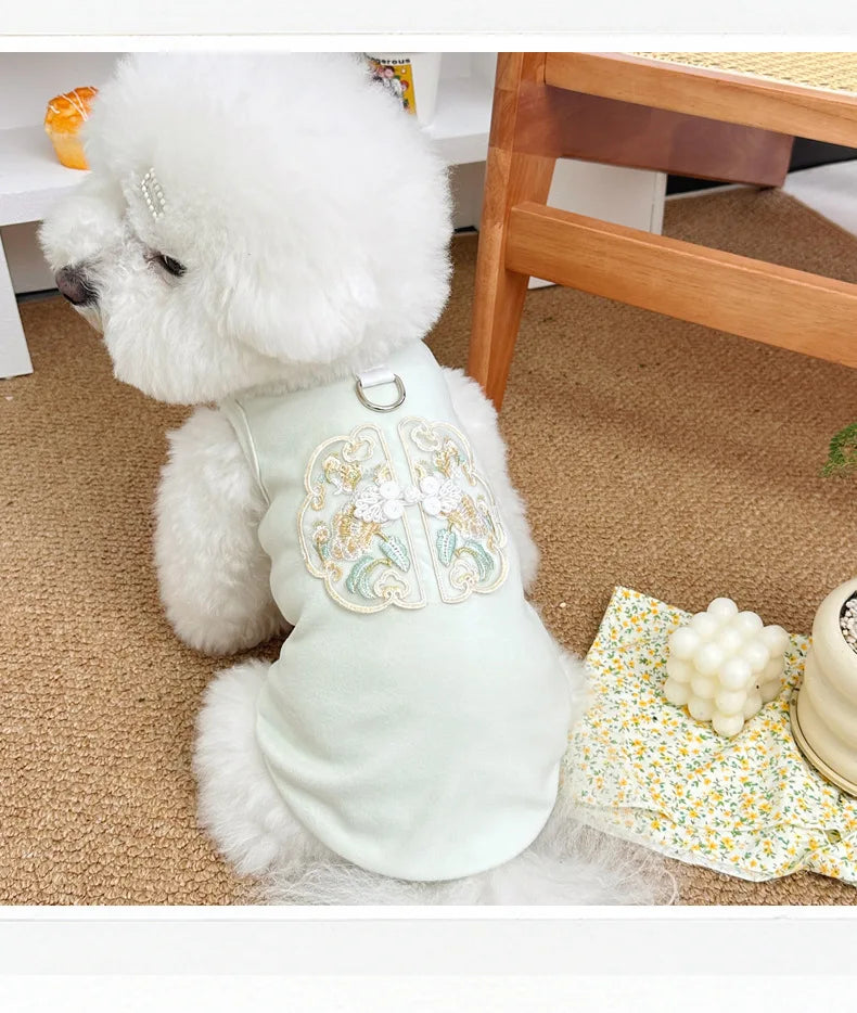 Dog Clothes Chinese Chi-pao Clothes for Small Dog French Bulldog Sweatshirt Pet Dogs Cats Jacket Coat Classic Chihuahua Clothes