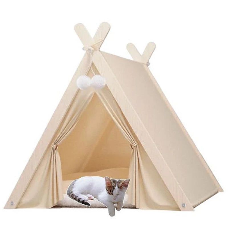 Foldable Pet Tent House | Cozy Cat & Dog House with Thick Pad