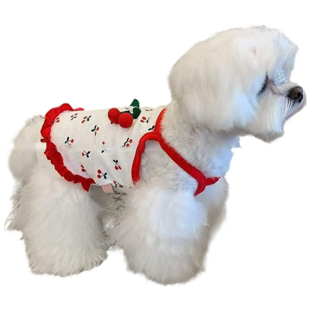 Cherry Print Breathable Dog & Cat Vest – Soft Summer Pet Clothes