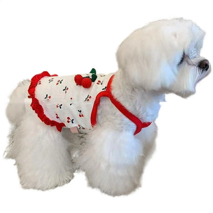 Cherry Print Breathable Dog &amp; Cat Vest – Soft Summer Pet Clothes