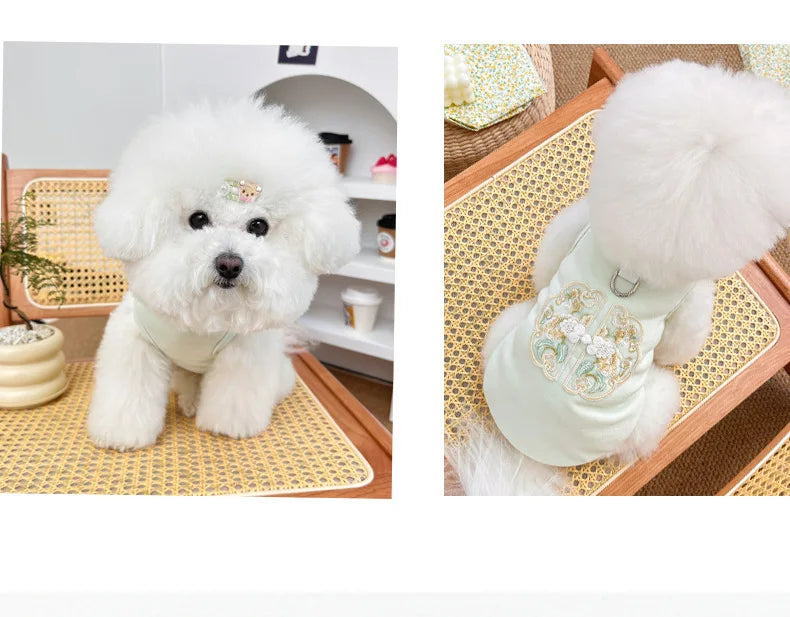 Dog Clothes Chinese Chi-pao Clothes for Small Dog French Bulldog Sweatshirt Pet Dogs Cats Jacket Coat Classic Chihuahua Clothes