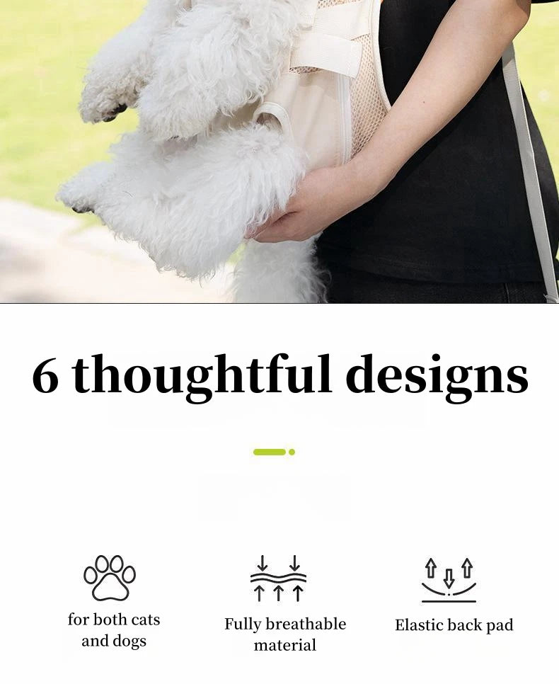 Pet Backpack Loop Shoulder Bag Fashionable Comfortable Breathable Convenient Chest Dog Bag Suitable for Outdoor Traveling
