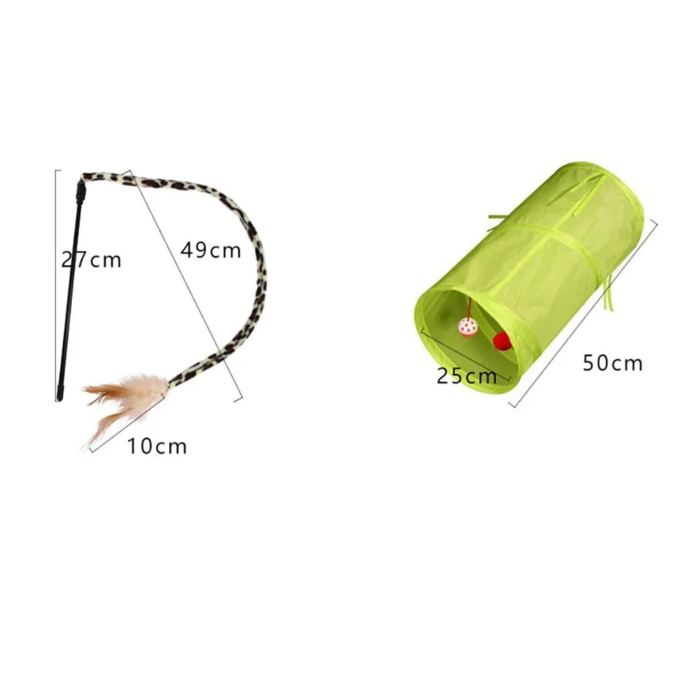 Kitten Toys Variety Pack – Cat Toy Set with Stick, Sisal Mouse & Bell Ball