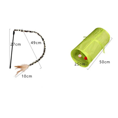 Kitten Toys Variety Pack – Cat Toy Set with Stick, Sisal Mouse &amp; Bell Ball