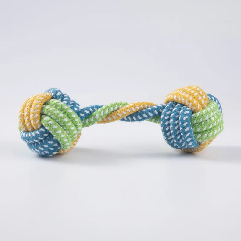Cotton Rope Dog Toy Ball — Interactive Toothbrush Chew Toy for Small & Large Dogs
