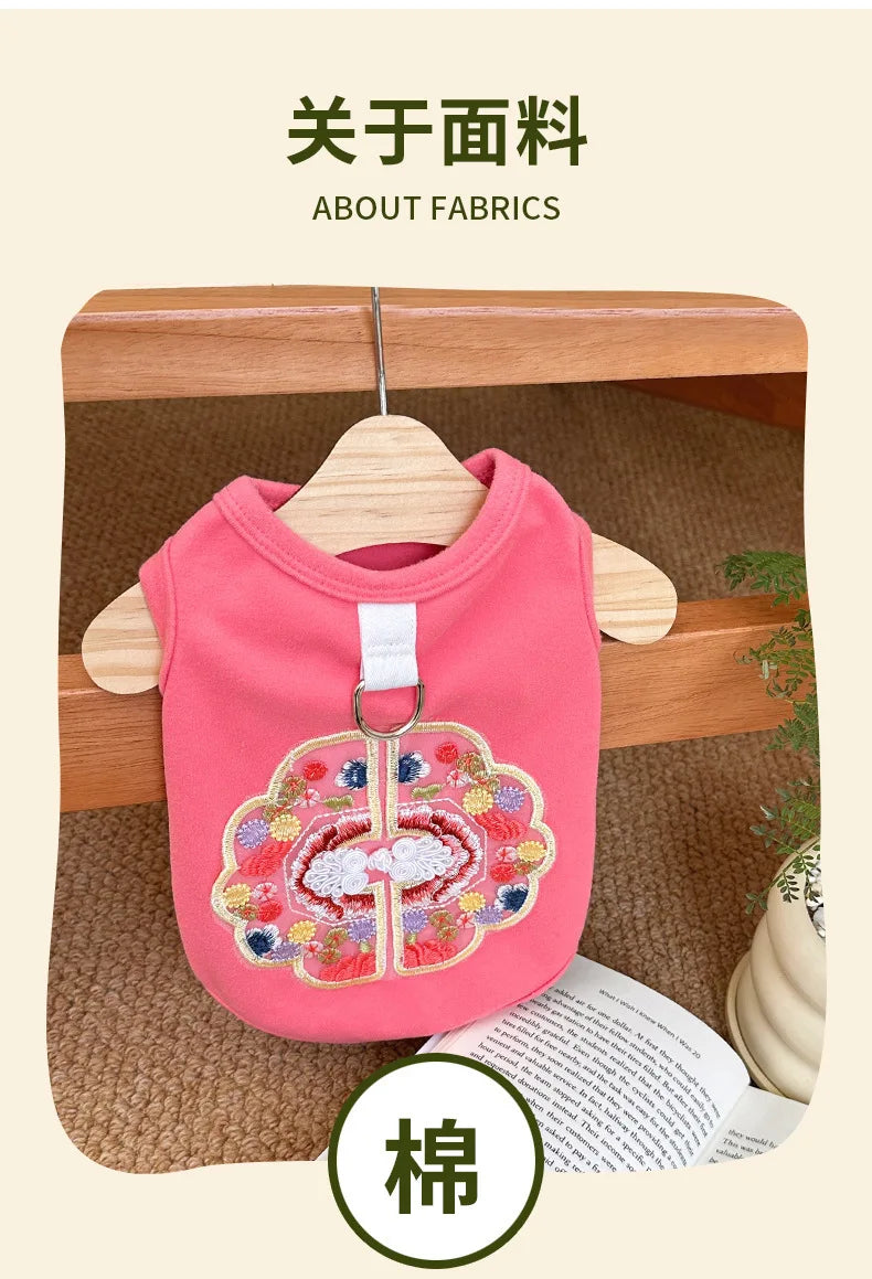 Dog Clothes Chinese Chi-pao Clothes for Small Dog French Bulldog Sweatshirt Pet Dogs Cats Jacket Coat Classic Chihuahua Clothes