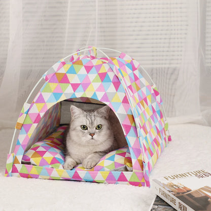 Winter Clamshell Cat Tent Bed | Warm &amp; Breathable Kitten House