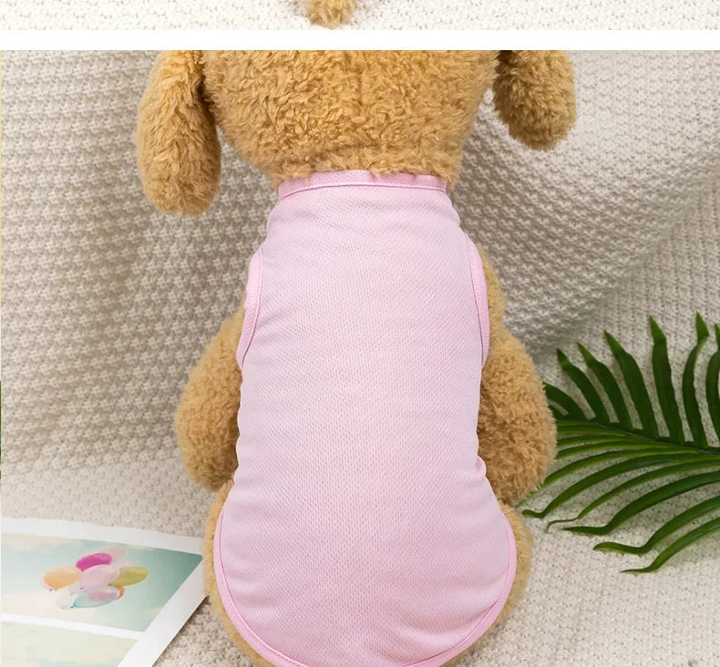 Spring Summer New Dog Clothes Thin Breathable Small Dog Teddy French Bucket Clothes Universal Pet Solid Color Vest Pet Clothes