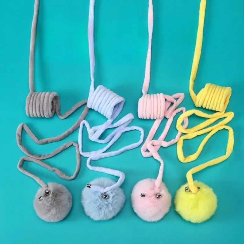 Interactive Cat Stick Toy — Spring Rope & Plush Ball for Play & Training