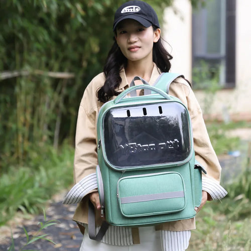 Breathable Pet Backpack Travel Hiking Outdoor Large Capacity Hands Free Adjustable Straps Portable Dog Cat Carrier Dog Car Seat