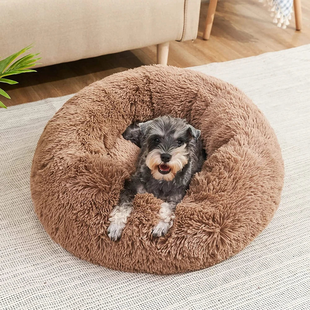 Petdashian Round Plush Dog Bed | 6 Sizes | Warm Winter Sleep Nest for Dogs & Cats