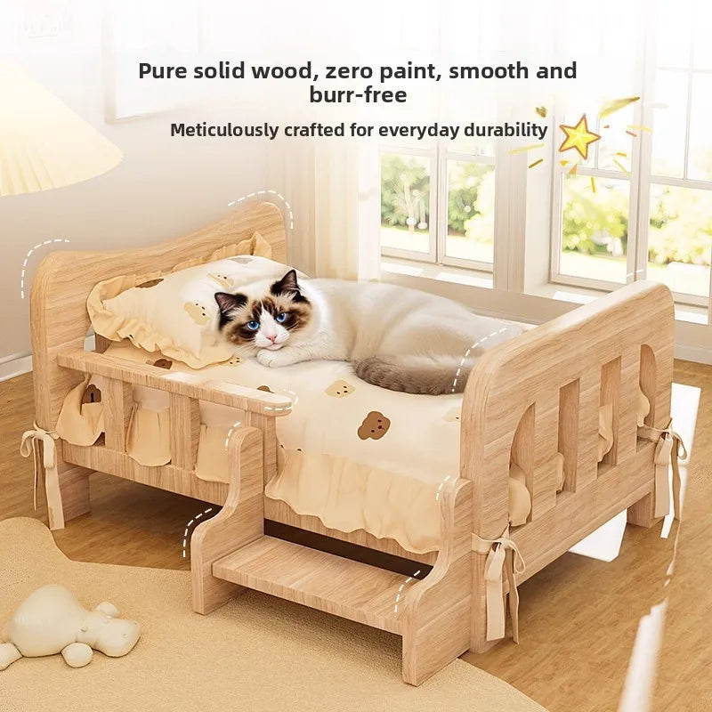 Solid Wood Pet Sofa Bed &amp; Cat Condo | All-Season Dog &amp; Cat Furniture