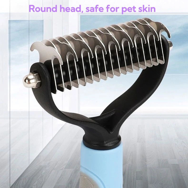 Dual-Sided Dematting Comb | Detangler & De-Shedding Brush for Dogs & Cats | Petdashian