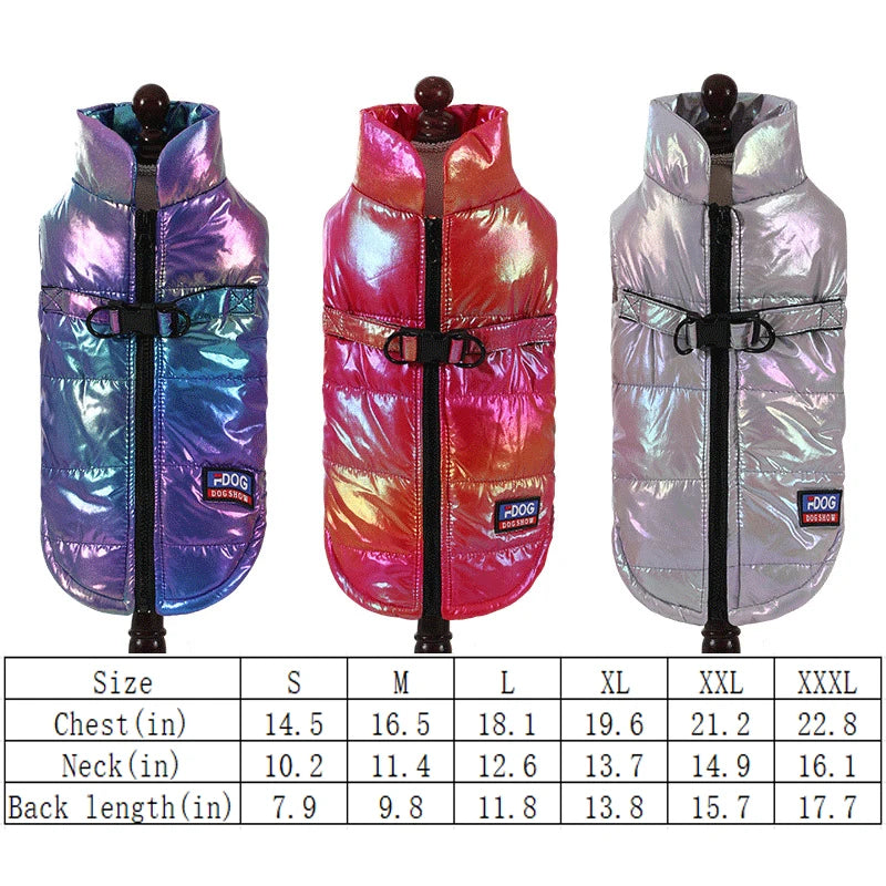 Reflective Gradient Waterproof Dog &amp; Cat Vest – Fleece-Lined Warm Jacket