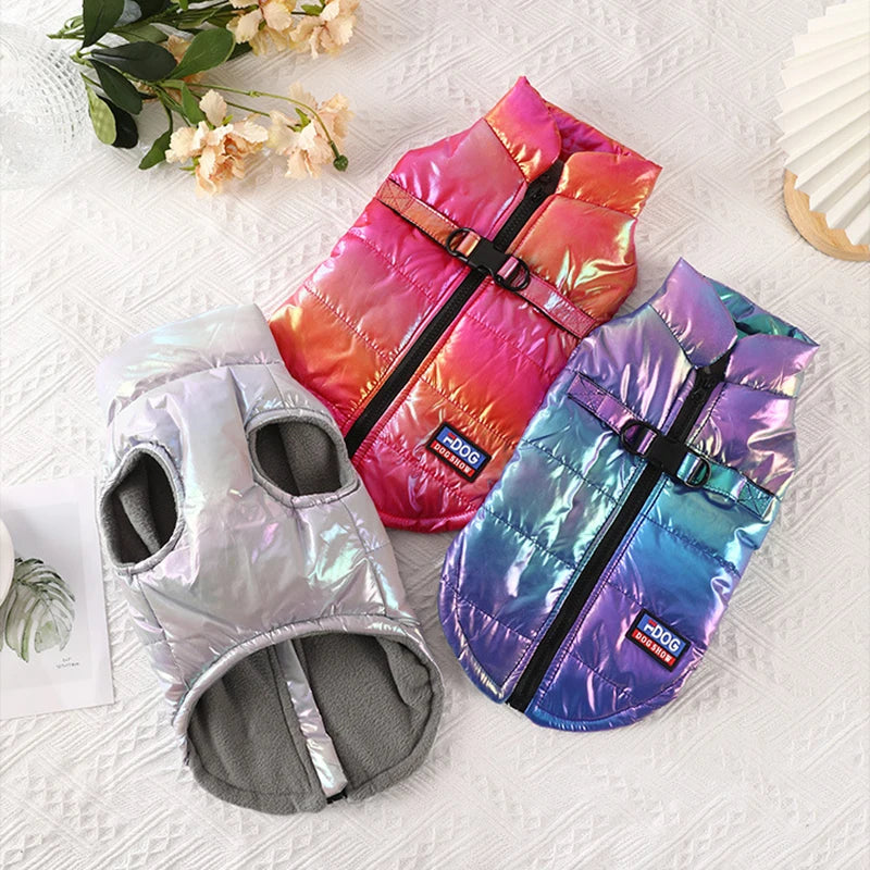 Reflective Gradient Waterproof Dog & Cat Vest – Fleece-Lined Warm Jacket