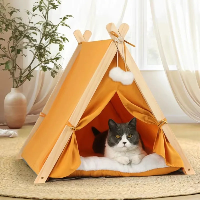 Foldable Pet Tent House | Cozy Cat & Dog House with Thick Pad