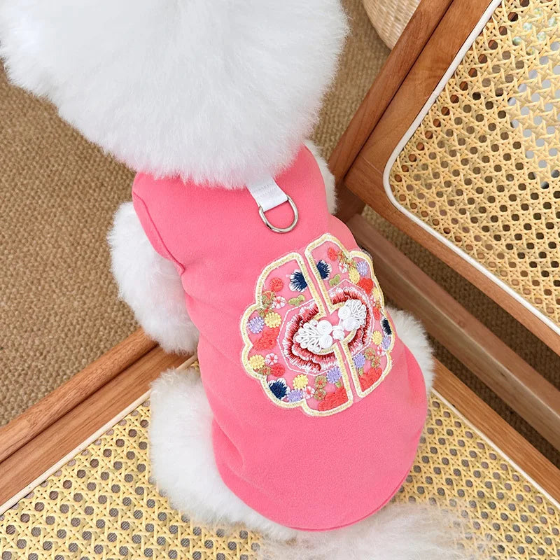 Dog Clothes Chinese Chi-pao Clothes for Small Dog French Bulldog Sweatshirt Pet Dogs Cats Jacket Coat Classic Chihuahua Clothes