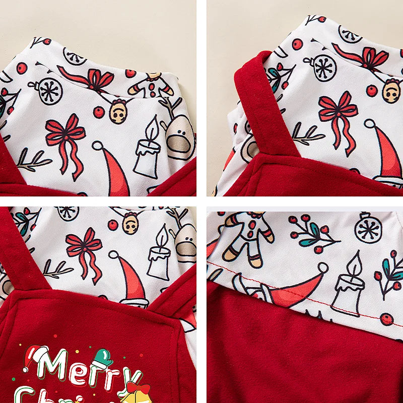 Christmas Floral Dog & Cat Dress – Warm Four-Legged Holiday Overalls