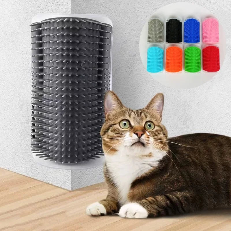 Cat Wall Corner Grooming Brush | Self-Massage & Hair Removal Comb for Cats