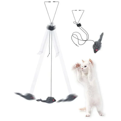 Hanging Door Mouse Cat Toy | Retractable Self-Play Interactive Scratch Rope