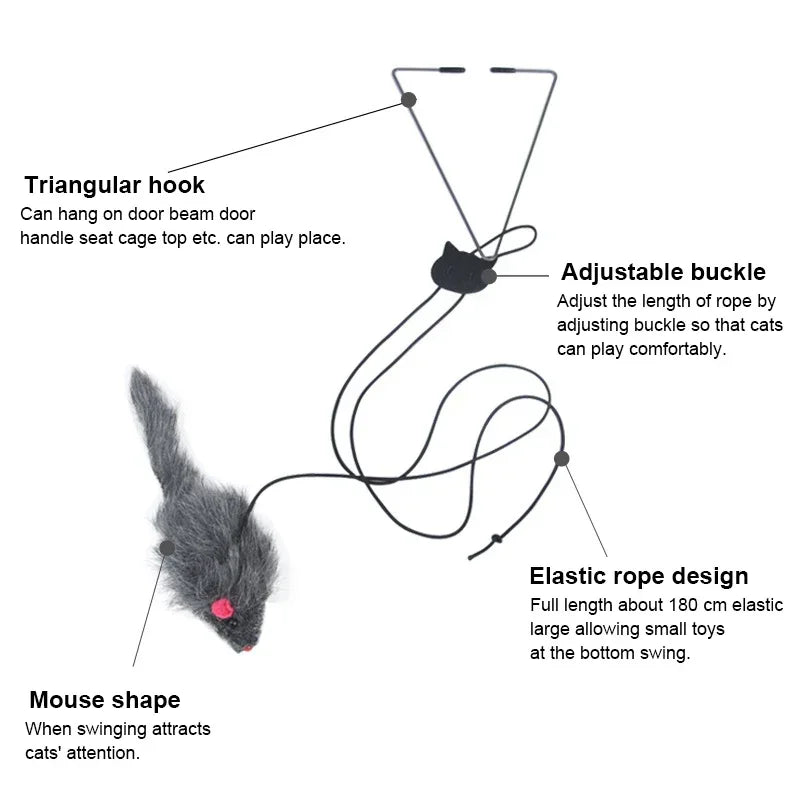 Hanging Door Mouse Cat Toy | Retractable Self-Play Interactive Scratch Rope