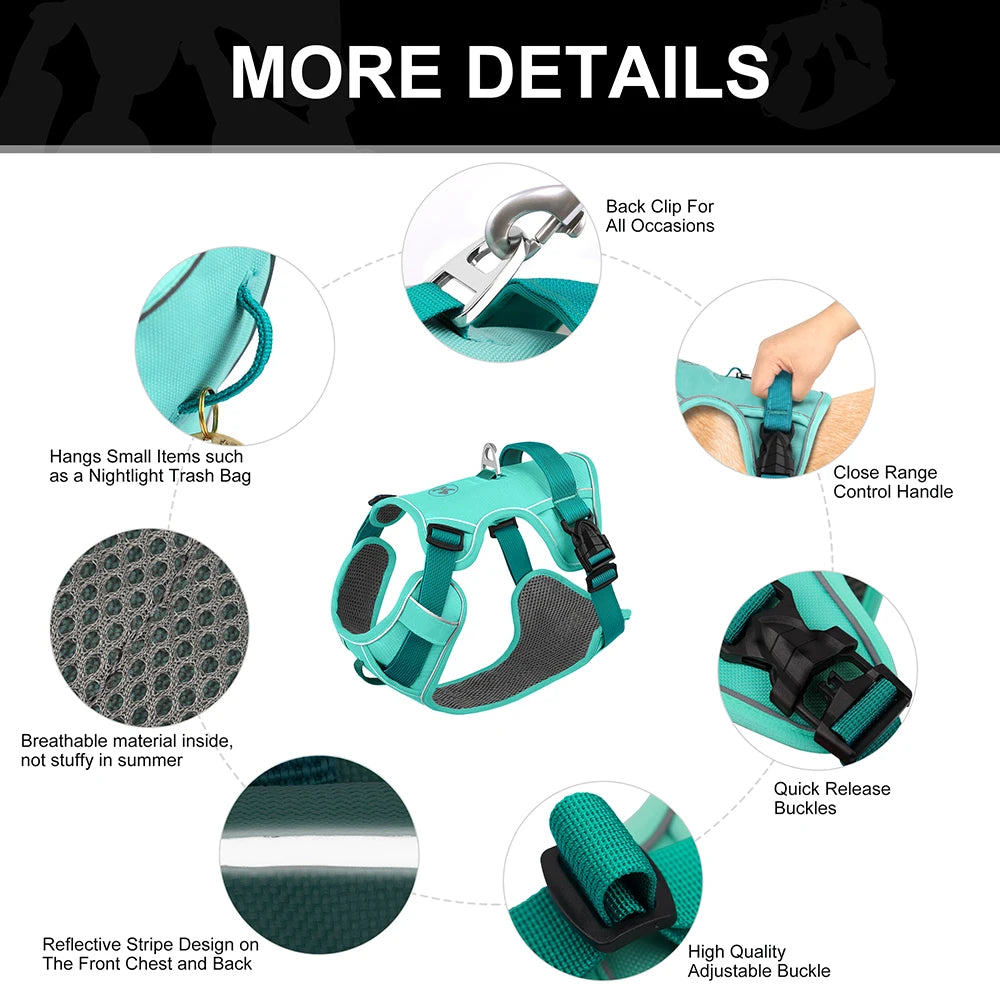 No Pull Dog Harness | Nylon Reflective Vest | Easy Control Handle | Small Medium Large Dogs