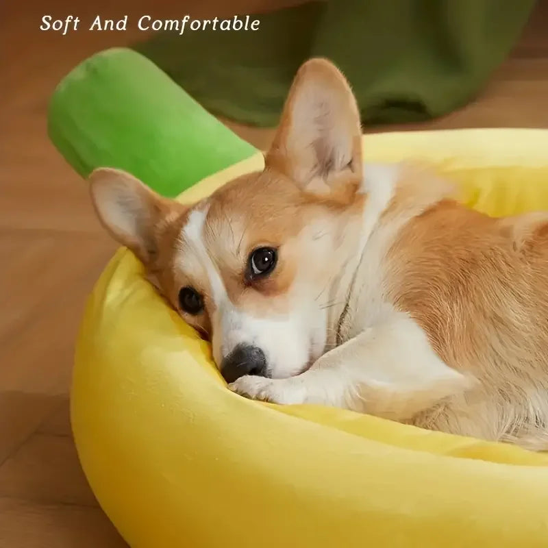 Petdashian Cozy Banana Nest Bed | Washable Plush Sanctuary for Dogs & Cats