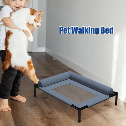 Dog Cot Cooling Dog Bed With Pillow And Breathable Mesh Washable Pet Furniture For Outdoor Indoor Camping Patio Sunbathing