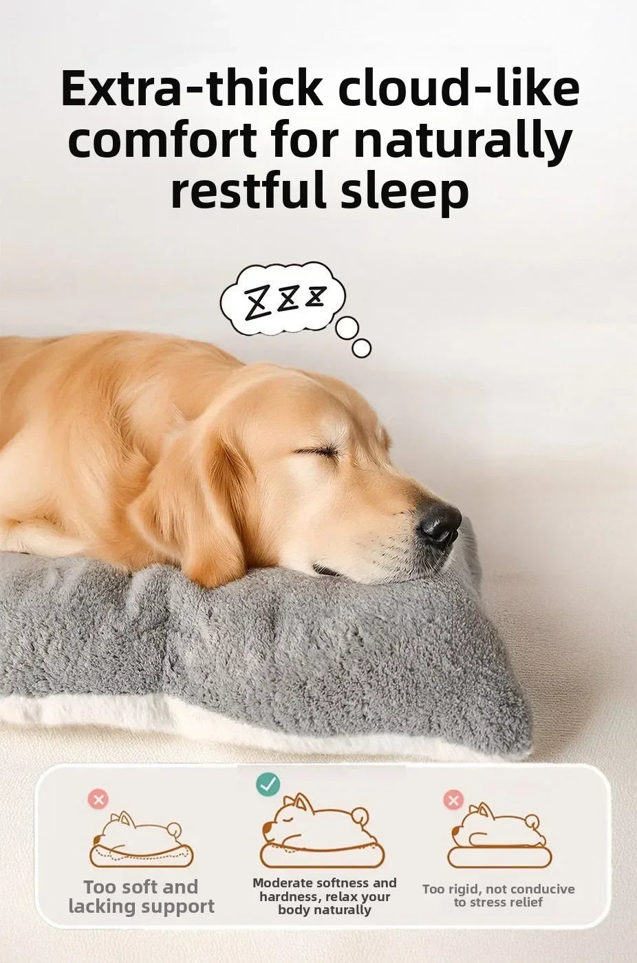 Large Size Dog Bed Mat Sleeping Pad for Winter Use Keep Warm Double-sided Use Golden Retriever Stress-relieving Sleeping Pad