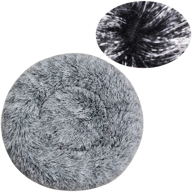 Round Plush Pet Bed – Washable Dog &amp; Cat Sofa Bed
