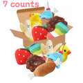 7-Piece Puppy Plush Toy Set – Fruit & Veggie Squeaky Toys