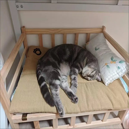 Four-Season Cotton Linen Pet Bed Mat | Scratch-Resistant &amp; Washable for Dogs &amp; Cats
