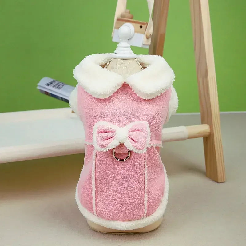 Winter Bow Cotton Jacket for Small Dogs & Cats