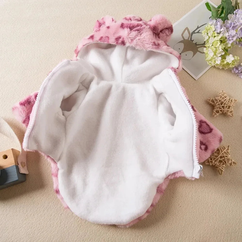 Warm Leopard Fleece Hoodie Jacket for Small Dogs