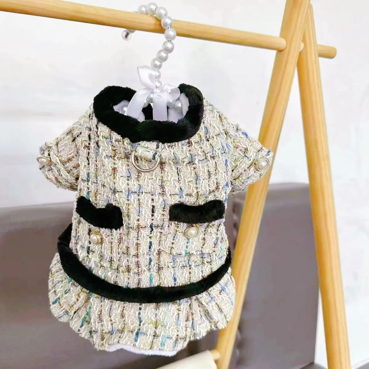 Luxury Thickened Dog & Cat Jacket Skirt Set – Warm Autumn Winter Coat with Leash