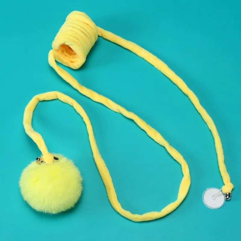 Interactive Cat Stick Toy — Spring Rope & Plush Ball for Play & Training