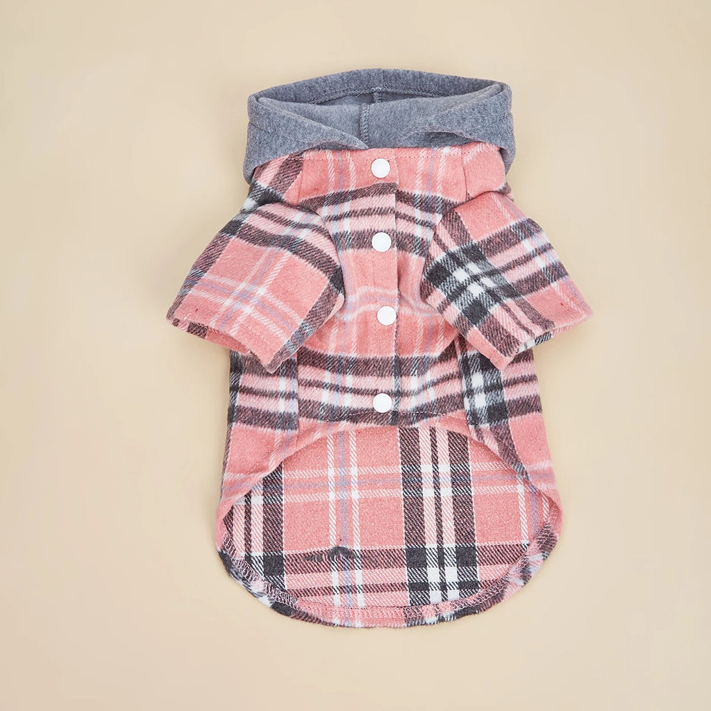 Dog Clothes Hoodie for Small Dogs Costume  Puppy Sweatshirts Classical Plaid Pet Doggie Clothes with Pocket Soft Warm Pet Cats C